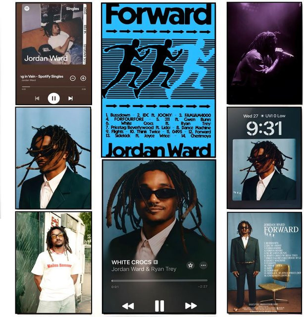 J-Jordan W-Ward Rapper Poster Wandaufkleber Modern Abstract in Weiss und Multicolour, Rechteckig, Breite: 20 cm, Höhe: 15 cm - Bild 1