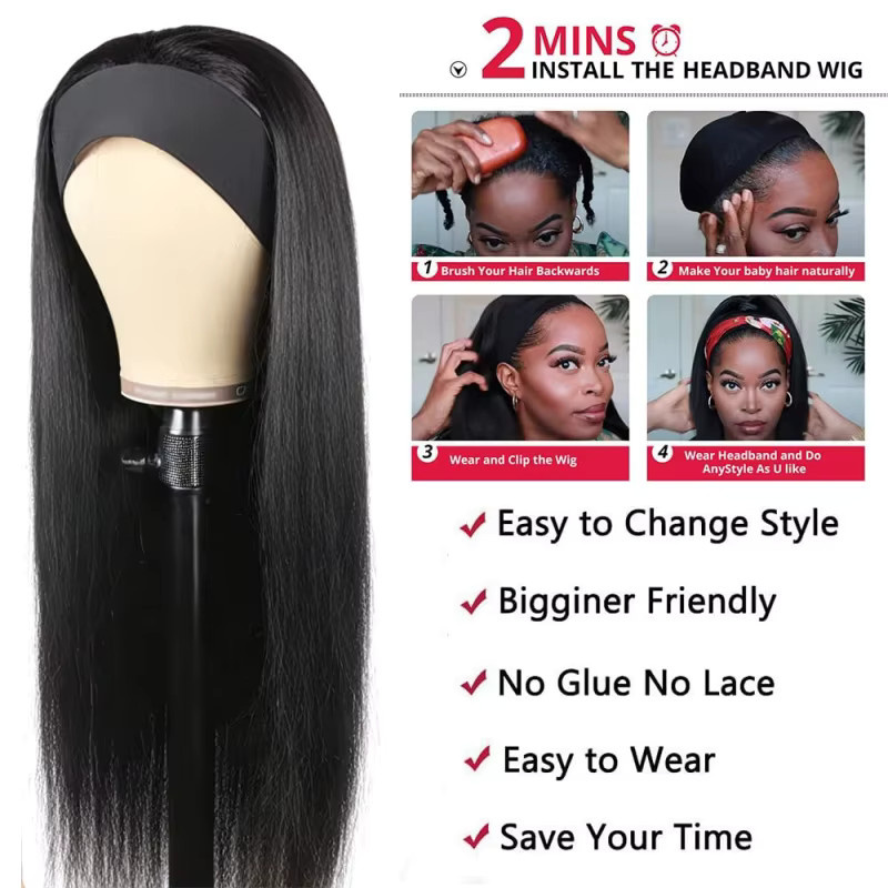 Suri Hair Stirnband-Perücke, 28 Zoll, Schwarz, Damen - Bild 3