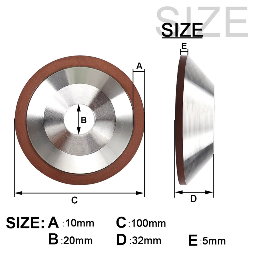 NuoDunco Diamant-Schleifscheiben Bördelbecher aus Harz zum Schleifen und Schärfen von Hartmetall und Metall, Durchmesser: 75 mm, 100 mm, 125 mm oder 150 mm - Bild 2
