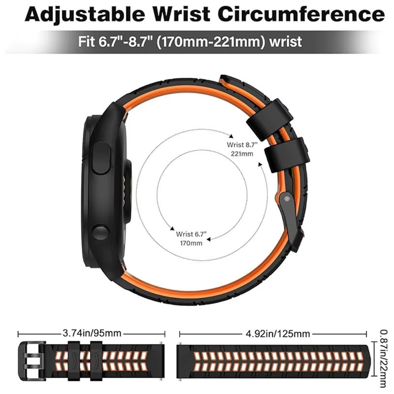 CAOWTAN Uhrenarmband Silikon, 22 mm, Schwarz, Unisex - Bild 3