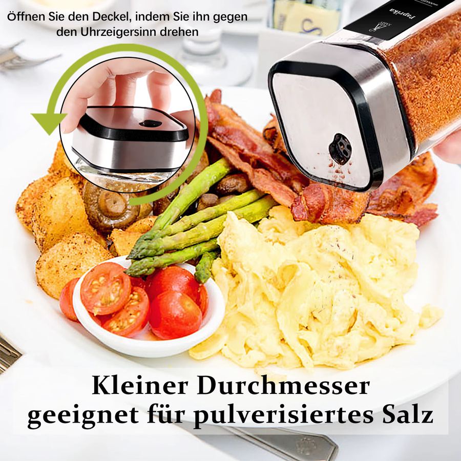 SAEIV Quadratisches Gewürzgläser-Set aus Glas, transparent, luftdicht und auslaufsicher, 120 ml pro Glas - Bild 8