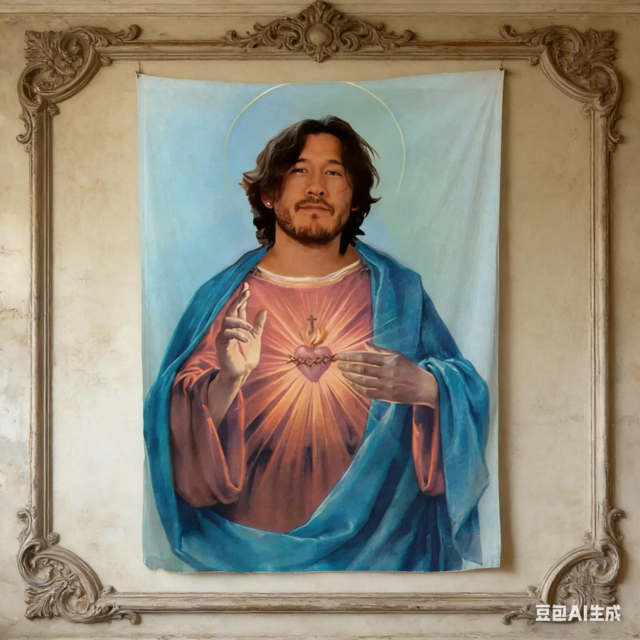 Markiplier Jesus Meme Wandteppich von JMG Household Supplies, bunter Polyester Wandbehang für Gamer, Breite: 40 cm, Höhe: 60 cm - Bild 2