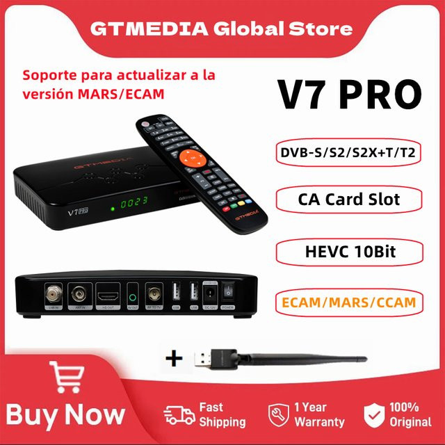 GTMEDIA V7 Pro Digitaler Satellitenempfänger DVB-S2/S2X/T2 TV-Box in Schwarz mit Wi-Fi und H.265 Decoder - Bild 1