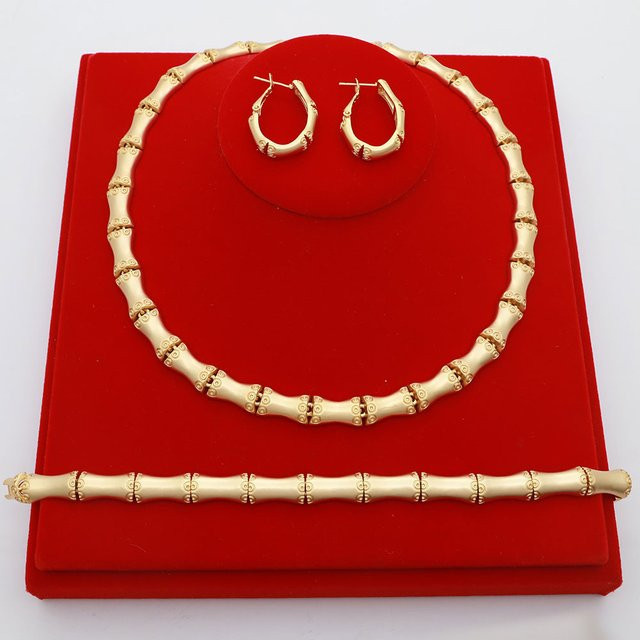 TSROUND Schmuckset, Bambusform, Gold, Unisex - Bild 1
