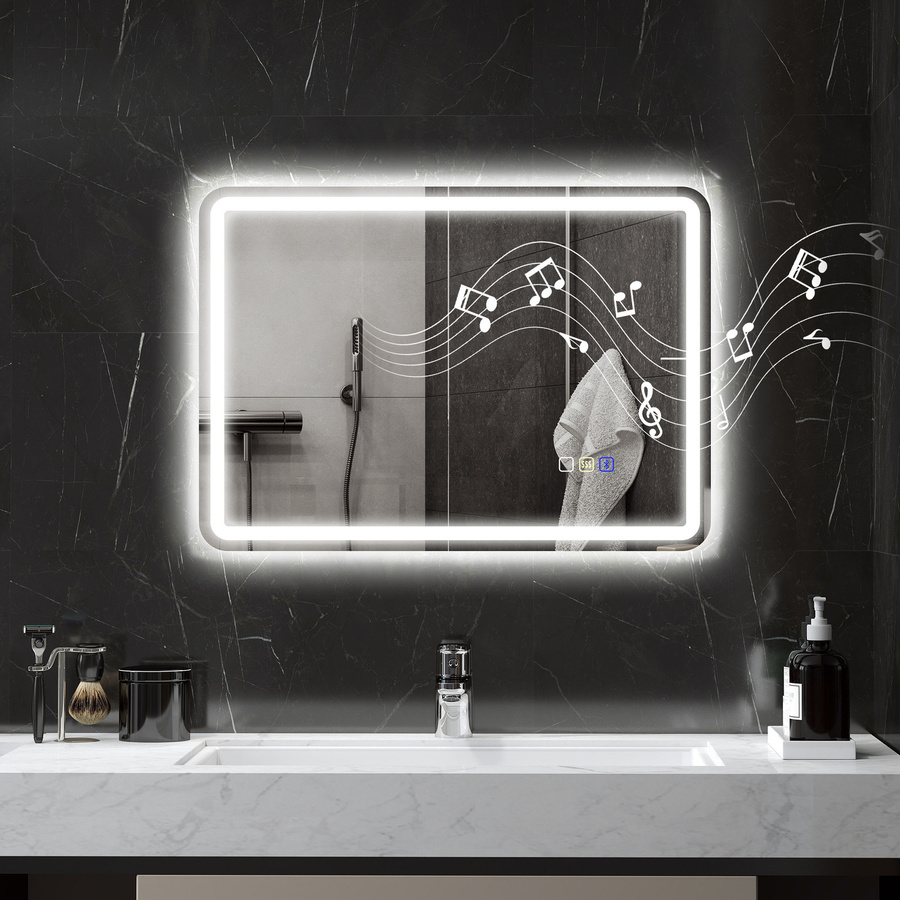 HOMCOM LED Badspiegel mit Bluetooth-Musikfunktion und Touchschalter, Silber, B: 50 cm, H: 70 cm - Bild 2