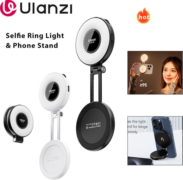 Ulanzi LM19 Handy-Selfie-Licht in Schwarz, magnetische Mini-Ringlampe mit zweifarbigem LED-Taschenlicht für iPhone 16, 15 und Apple 14, 13 Pro - Bild 1