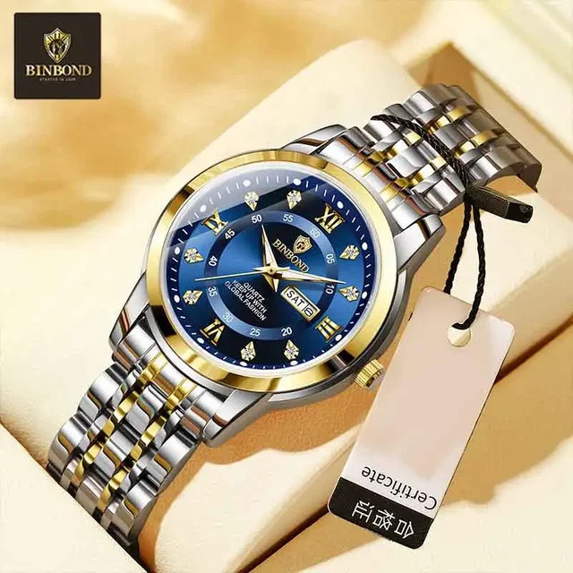 BINBOND Armbanduhr Edelstahl, Quarz, Blau, Silber, Damen - Bild 1
