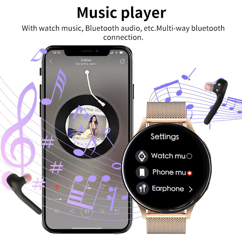 LIGE Smartwatch mit Bluetooth-Anrufen und kabellosem Laden in Gold für Männer und Frauen - Bild 6