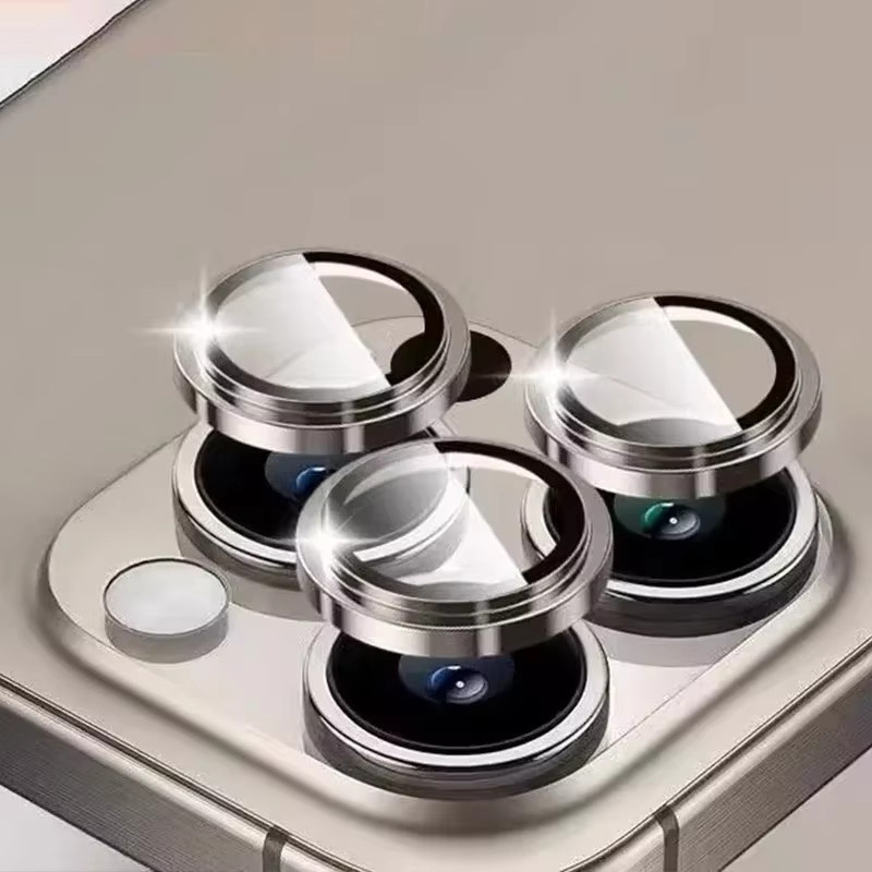 2-3er Set Metall Objektiv Schutzglas für iPhone 16 Pro Max, 16 Plus, 16 Pro und 16 aus Titanlegierung in Schwarz und Silber - Bild 2