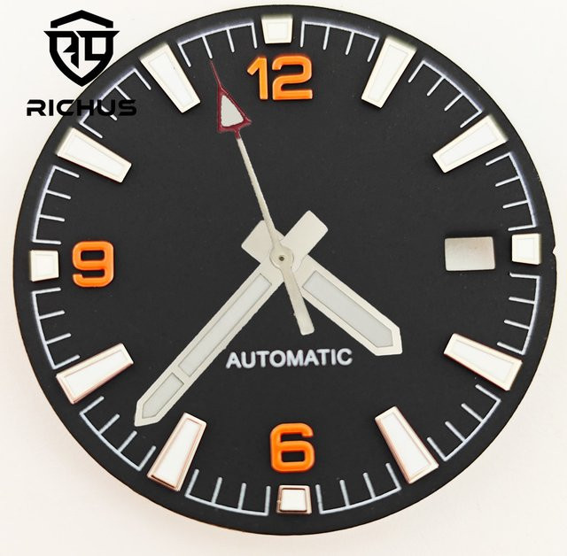 RICHUS Zifferblatt, 31 mm, grün leuchtend, Silber, Uhrenzubehör - Bild 1