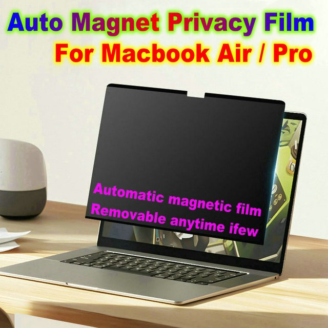 Magnetischer Anti-Spionage-Displayschutz für Macbook Pro 14, M4 und Air 13,6 Zoll, abnehmbare Schutzfolie für Tablet und Monitor, Schwarz - Bild 1