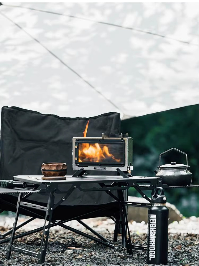 Goout Springhill Mini-Feuerstelle in Silber, kompakter und tragbarer Brennholzofen für Outdoor-Camping und als Kochherd - Bild 6