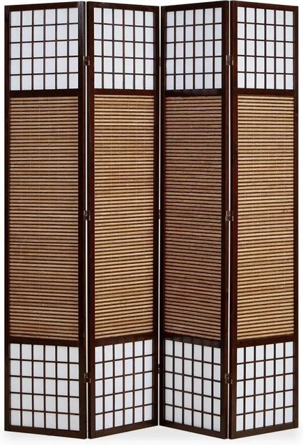 Homestyle4u 4-tlg. Paravent aus Bambus und Reispapier in Braun, H: 200 cm, B: 160 cm - Bild 1