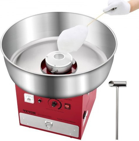 VEVOR elektrische Zuckerwattemaschine 1000 W mit Edelstahlschüssel und Zuckerschaufel, Rot, Durchmesser der Schüssel: 52 cm - Bild 1