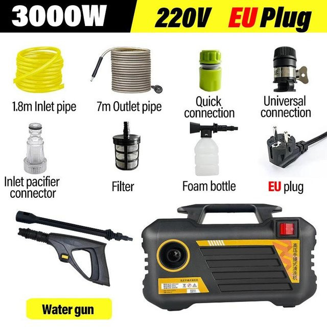 Hochdruckreiniger Autowaschanlage 3000W mit Sprühwasserpistole in Grau - Bild 1