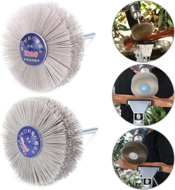 DAZZLEEX Schleif-Nylon-Radbürste für Holzarbeiten und Möbel, Durchmesser: 80 mm, Schaft: 6 mm, Körnung: 80-600 # - Bild 1