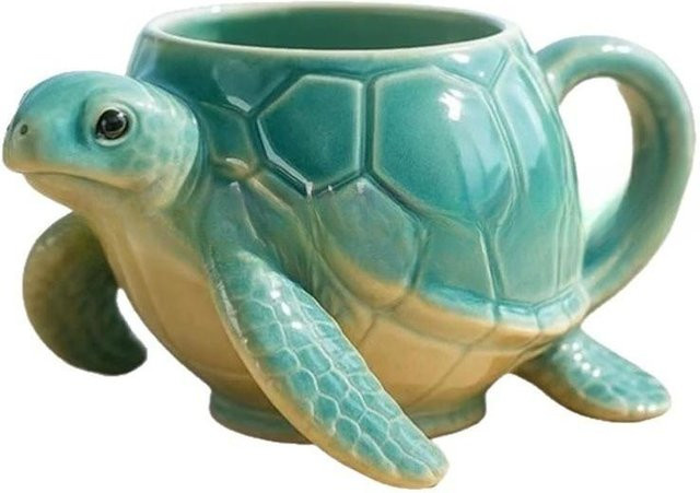 Handgefertigtes Trinkset mit Schildkröten-Design von Everyday Home in Türkis - Bild 1