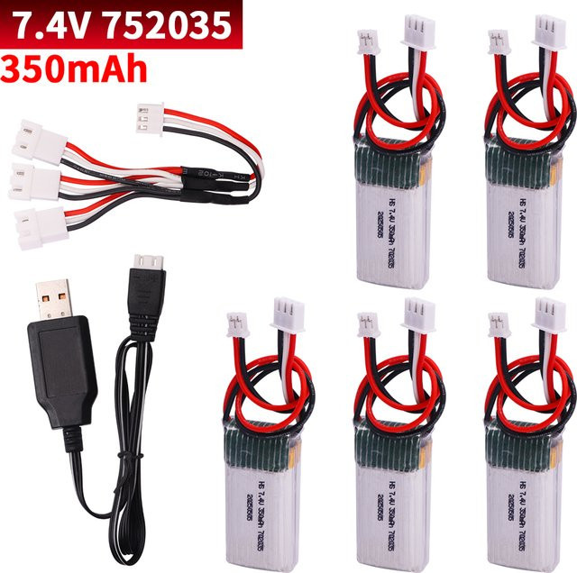 7,4 V LiPo Akku 2S mit 350 mAh und PH.20 Stecker für RC Fernbedienung Auto Spielzeug Ersatzteil in Weiß - Bild 1