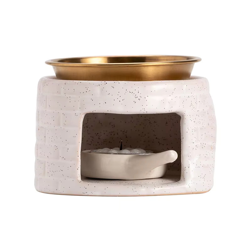 Keramik-Aromatherapie-Diffusor in Weiß zur Entspannung und Meditation als Öl- und Kerzenheizung für deine Raumdekoration - Bild 3