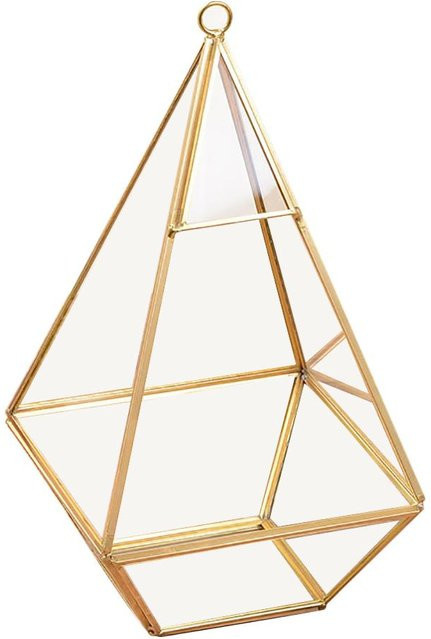 CosyHome Schmuckschatulle aus Glas und Metall in Beige und Gold, geometrische rechteckige Aufbewahrungsbox für Hochzeitsringe, B/T/H: 24,0 x 13,0 x 13,0 cm - Bild 1