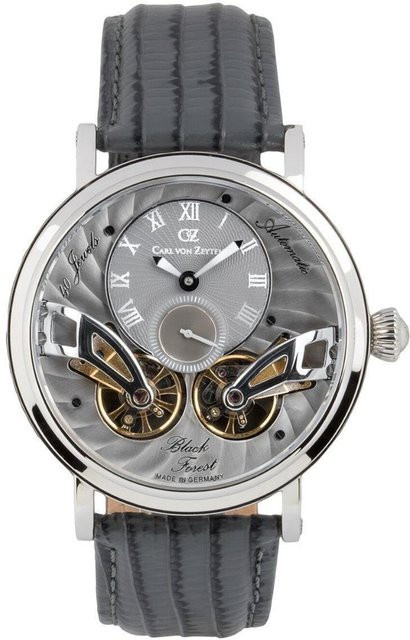 Carl von Zeyten Armbanduhr Automatik, Edelstahl, Leder, Silber, 46 mm, Herren - Bild 1