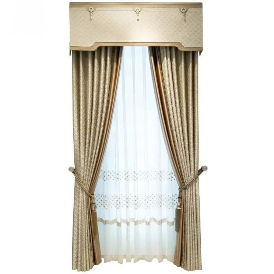 Französische High-End Jacquard-Vorhänge für Wohnzimmer und Schlafzimmer in Cremefarben und Weiß mit transparentem Tüll - Bild 3