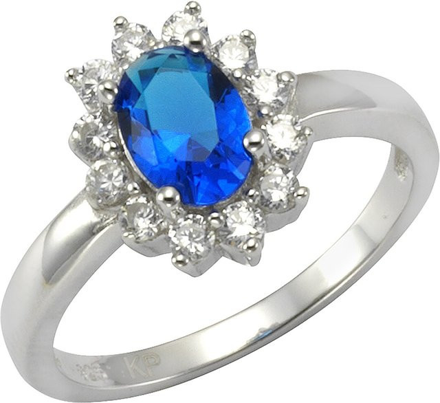 Zeeme Ring 925 Silber, Zirkonia, blau und weiß, Damen - Bild 1