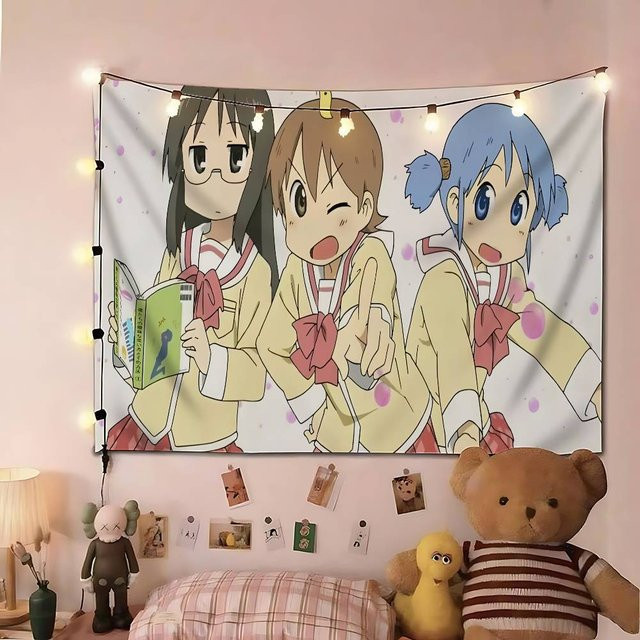 N-Nichijou My Ordinary Life Wandteppich in Multicolour als dekorativer Wandbehang im Art-Deco-Stil, Breite: 90 cm, Höhe: 50 cm - Bild 1