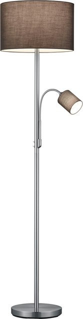 TRIO Stehlampe Hotel in Nickel matt Grau aus Metall und Stoff mit 2 E27 Fassungen, Höhe: 170 cm, Durchmesser: 40 cm - Bild 1