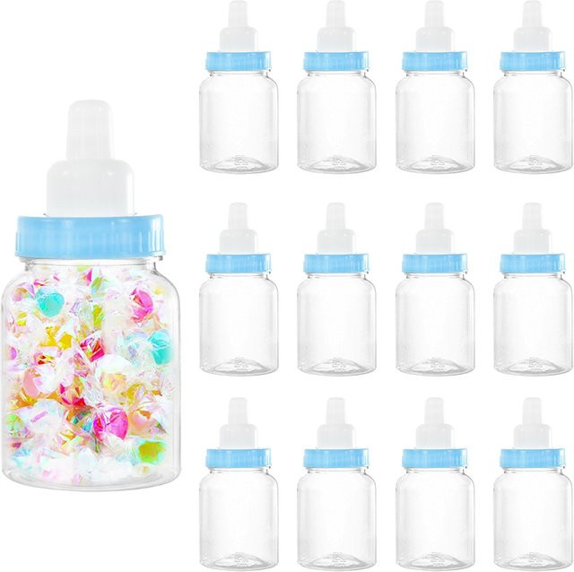 ZQNYCY Babyparty Flaschen Geschenkboxen aus Kunststoff, 12 Stück, Blau und Rosa, Zubehör für Kindergeburtstag und Gender Reveal Partys - Bild 1