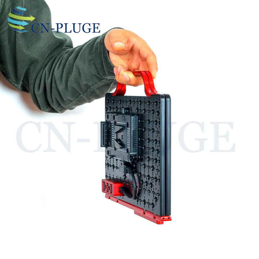 SZYingXian Multifunktionaler batteriebetriebener Faltplatinen-DTAP-Verteiler mit V-Mount für Bildübertragungsmonitore, Schwarz - Bild 2