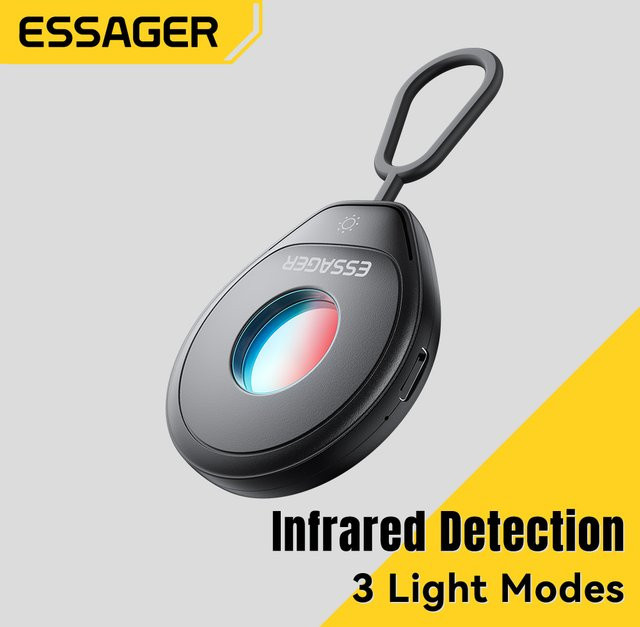 Essager Mini Kamera-Detektor Schwarz – Tragbarer Anti-Spion Infrarot Objektiv-Finder für mehr Sicherheit auf Reisen, im Hotel und im Badezimmer - Bild 1