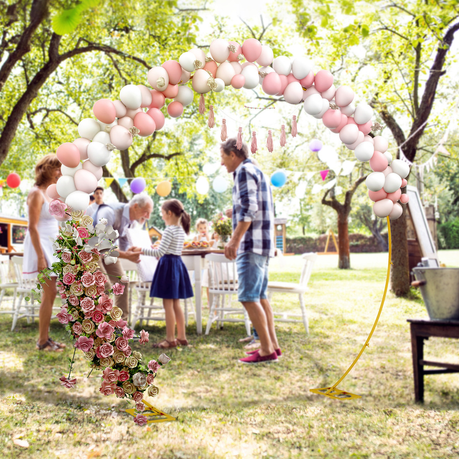 Outsunny Goldener Hochzeitsbogen aus Stahl für Ballons und Rankpflanzen - Bild 2