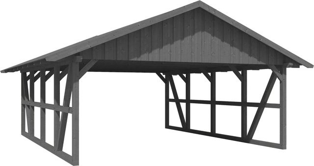 Skan Holz Carport Schwarzwald aus Fichtenholz mit Dachschalung in Grau, B: 684 cm, T: 772 cm - Bild 1