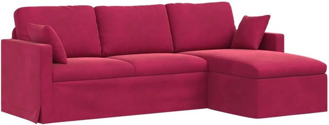 vidaXL Ecksofa in Weinrot mit Samtbezug und Metallrahmen, B/T/H: 228 x 134 x 80 cm - Bild 1
