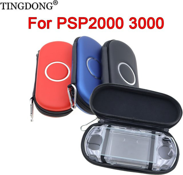 TingDong Reise-Aufbewahrungstasche für PSP 2000 3000 Spielekonsole mit harter EVA-Schutzhülle und transparenter Kristallabdeckung in Blau - Bild 1