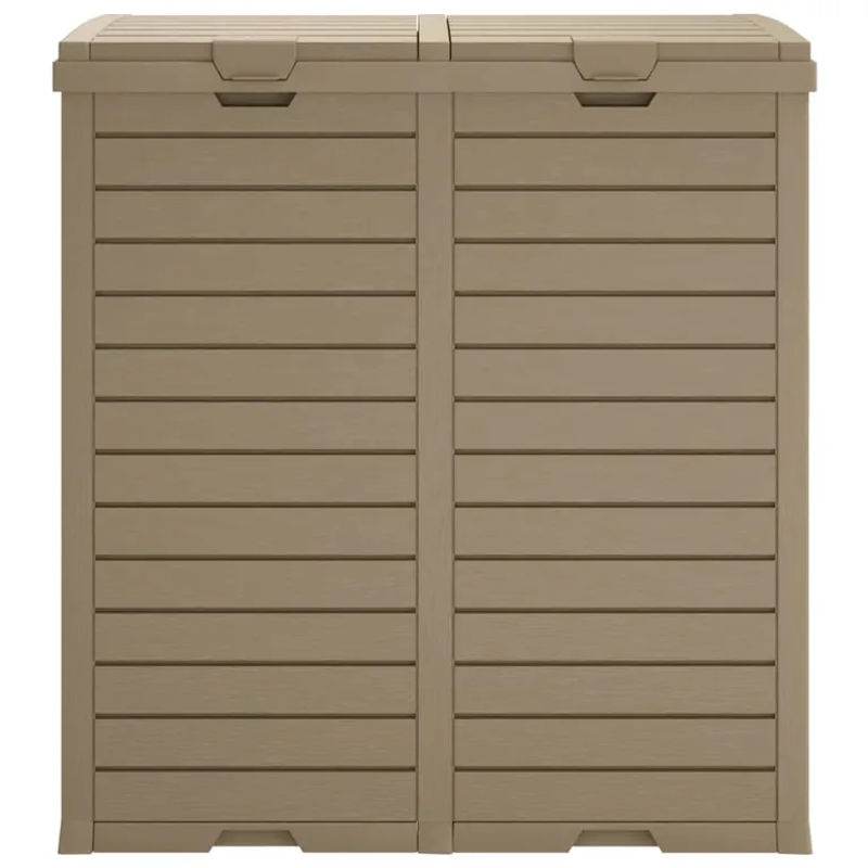 Vidaxl Außenmülleimer aus PP, Hellbraun, H x B x T: 86 x 78 x 41 cm - Bild 2