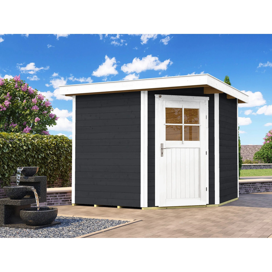 WEKA Holz-Gartenhaus Angolo B mit Flachdach aus Massivholz in Anthrazit und Weiß, B/H/T: 270 x 217 x 235 cm - Bild 2