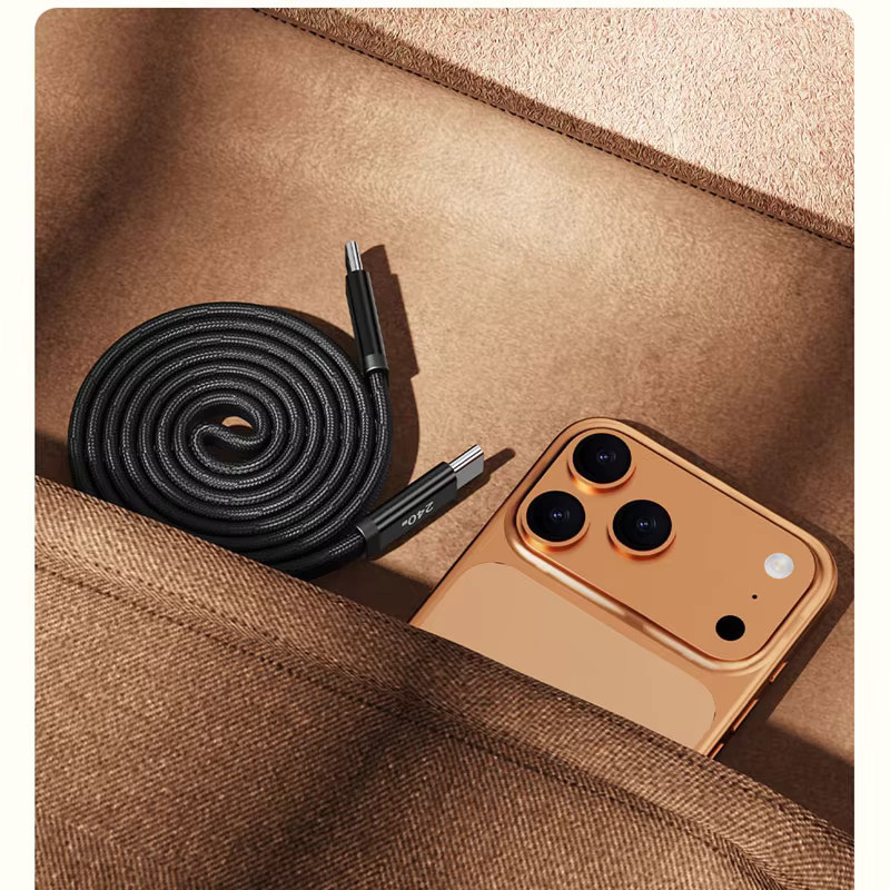 DIXSG Magnetisches 240 W Schnelllade-Flachkabel mit 5 A für iPhone und Samsung in Orange - Bild 5