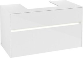 V&B Waschtischunterschrank Collaro in Weiß mit LED-Waschtisch, B/T/H: 100 x 54,8 x 50 cm - Bild 1