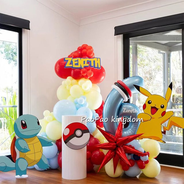 Potdemiel Pokemon Pikachu Party-Dekorationsset mit Folienballons, Girlanden und Latexballons in Gelb für Kindergeburtstage - Bild 1