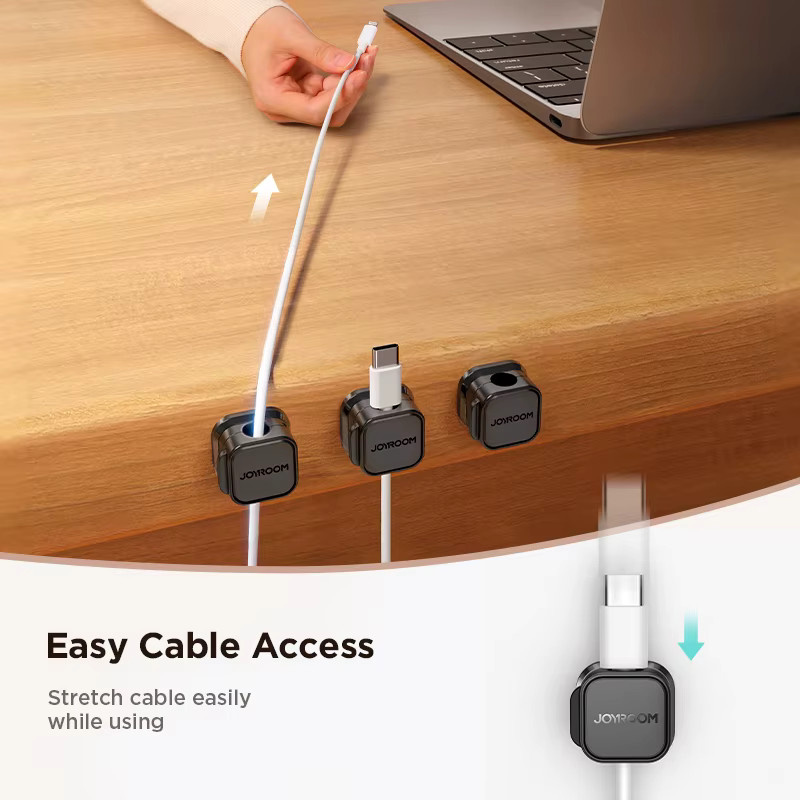 Joyroom Magnetischer Kabel-Organizer zur Schreibtischunterseite, verstellbare Kabelhalterung für dein Kabelmanagement in Schwarz oder Weiß - Bild 3