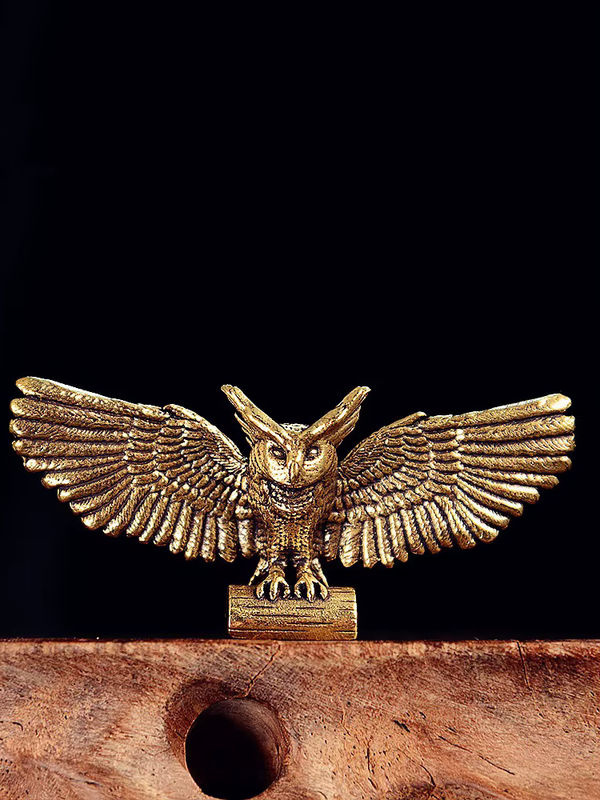 Vintage Eulen-Figur aus Messing in Gold als dekorative Tier-Statue für dein Zuhause und das Büro - Bild 7
