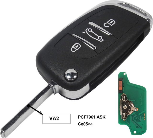 jingyuqin Fernbedienungs-Autoschlüssel für Citroen C2 C3 C4 C5, 2/3 Tasten, 433MHz, ID46, Klapp-Autoschlüssel mit ASK/FSK Modulation, braun - Bild 1