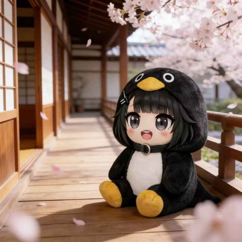 Bandai Kawaii Pinguin Plüschpuppe, Stofftier, 25/40cm - Bild 2