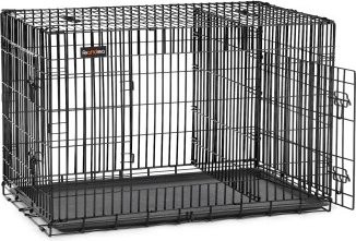 Feandrea Hundekäfig mit Trennwand in Schwarz aus Metall und Kunststoff