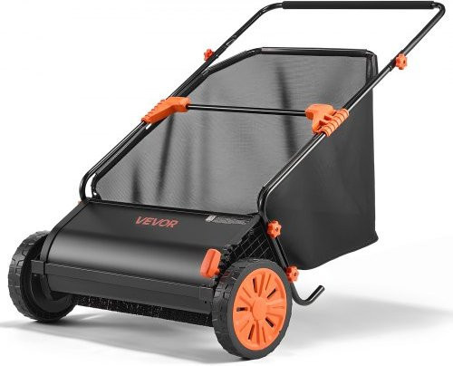 VEVOR Rasenkehrmaschine mit 66 cm Kehrbreite, Laubkehrmaschine in Schwarz mit 198 l Fangkorb und verstellbarer Bürstenhöhe - Bild 1