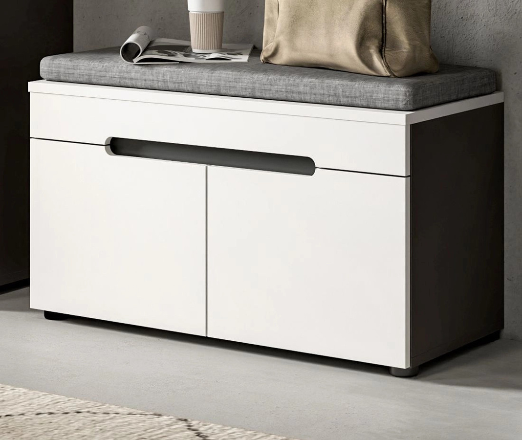 Inn.Furn Garderobe Sitzbank Cooper mit Schuhregal in Weiß und Grau, Breite: 80 cm - Bild 1