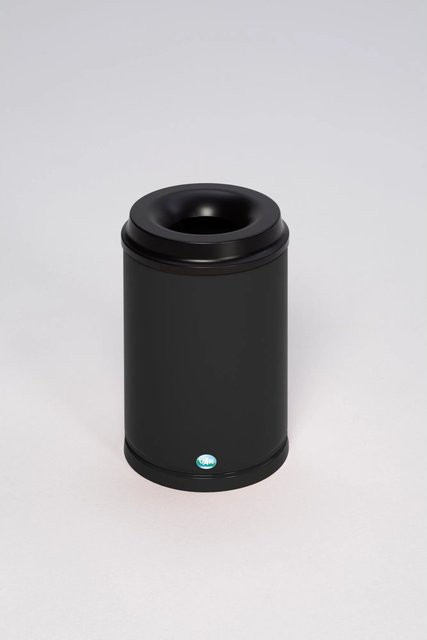 PROREGAL Selbstlöschender Papierkorb 15 Liter aus verzinktem Stahl in Schwarz, H x B x T: 37 x 25 x 25 cm - Bild 1
