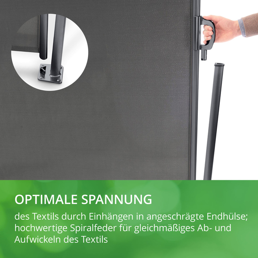 Leco ausziehbare Seitenmarke in Anthrazit aus Aluminium, Stahl und Polyester, Höhe: 180 cm, Länge: 300 cm - Bild 5